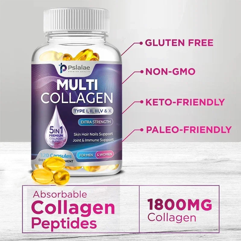 Multiple Collagen - Skin, Joints, Hair, Nail Health, Antioxidant - Collagen Types I, II, III, V, and X