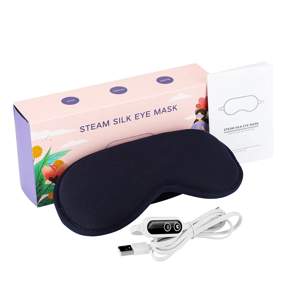 Hot Compress and Massage Eye Mask Electric Heated Eye Massager for Relieve Eye Strain Dark Circles Sleeping Mask Eyeshades