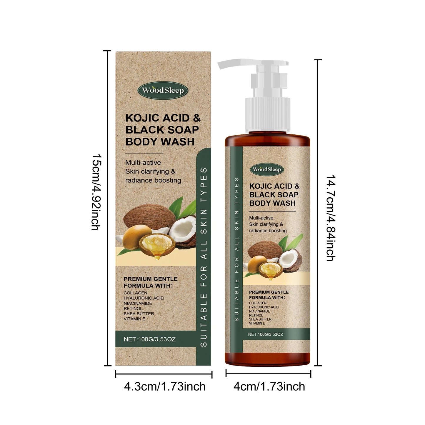 Collagen Shower Gel Brighten Body Lighten Fine Lines Oil Control Lasting Fresh Hydrating Skin Exfoliator Kojic Acid Body Wash