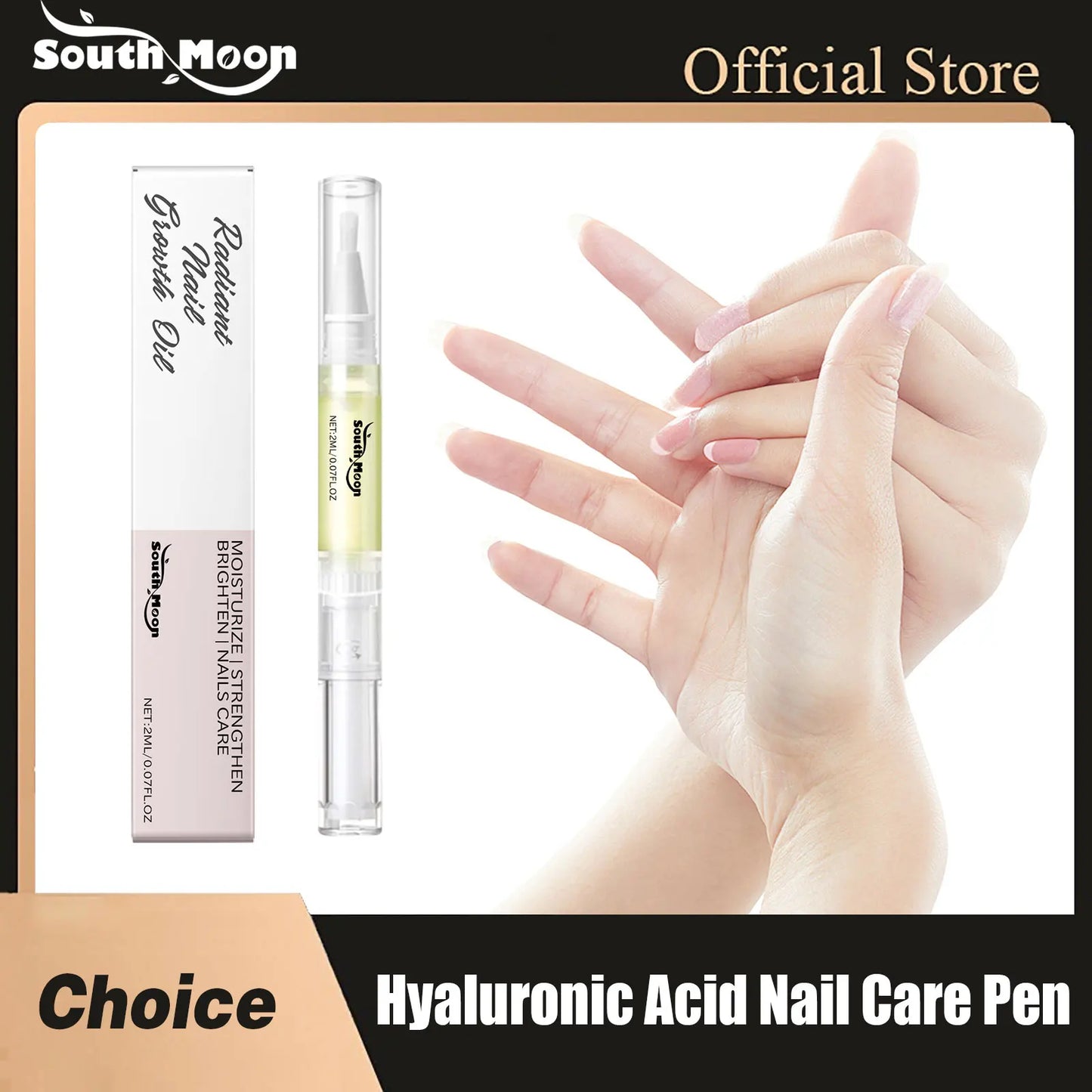 South Moon Hyaluronic Acid Nail Care Pen Improving Nourishing Repairing Damaged Prevented Agnail Hand Nail Treatment Product 2ml
