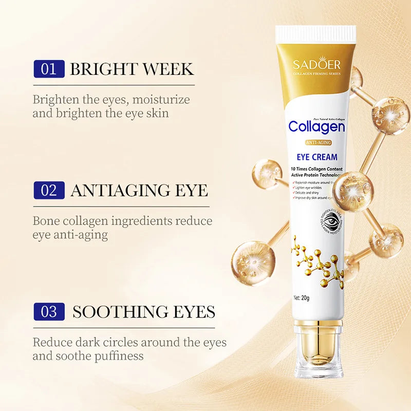 SADOER Collagen Eyes Skin Care Sets Anti Dark Circles Anti Wrinkles Eye Mask Moisturizing Anti-aging Eye Cream Skin Care Kit