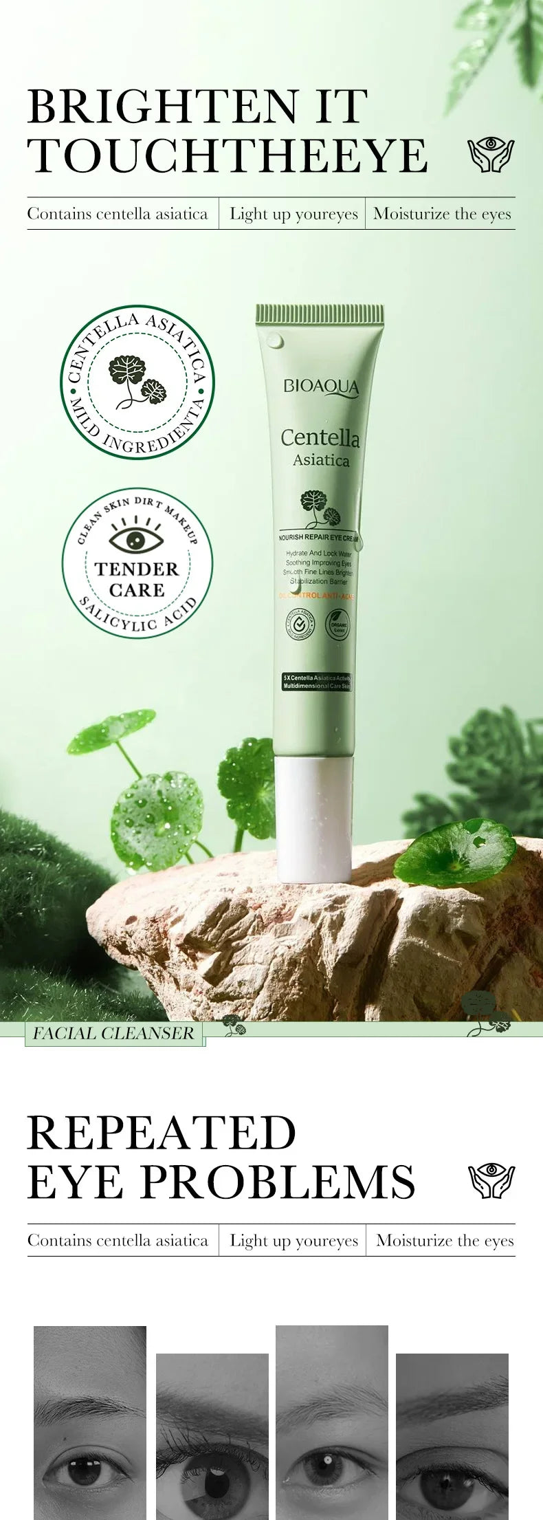 Centella Asiatica Eye Cream Moisturizes Tightens Lightens Dark Circles Eye Cosmetics Smooth Eye Lines Nourishes Makeup