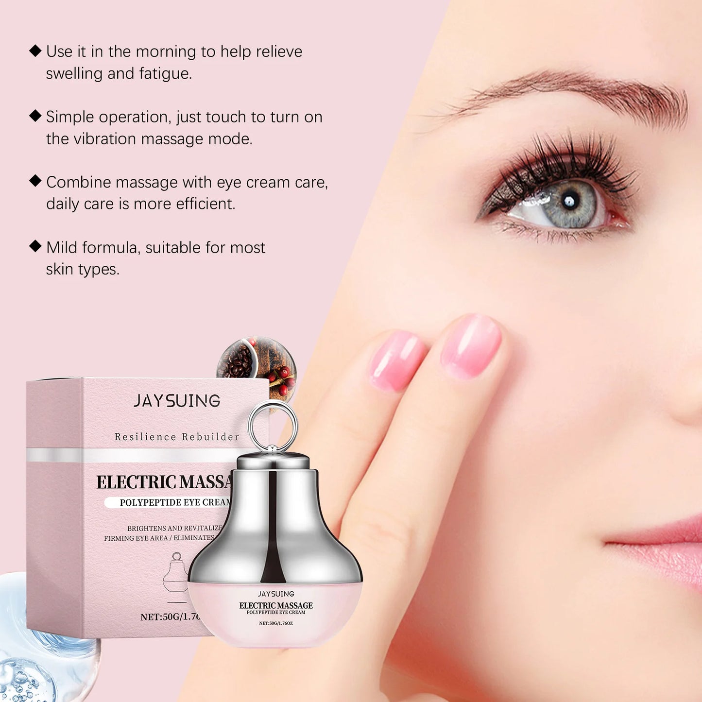 Electric Firming Eye Cream Accelerate Absorption Moisturize Skin Fade Dark Circles Reduce Crow's Feet Automatic Roller Eye Serum