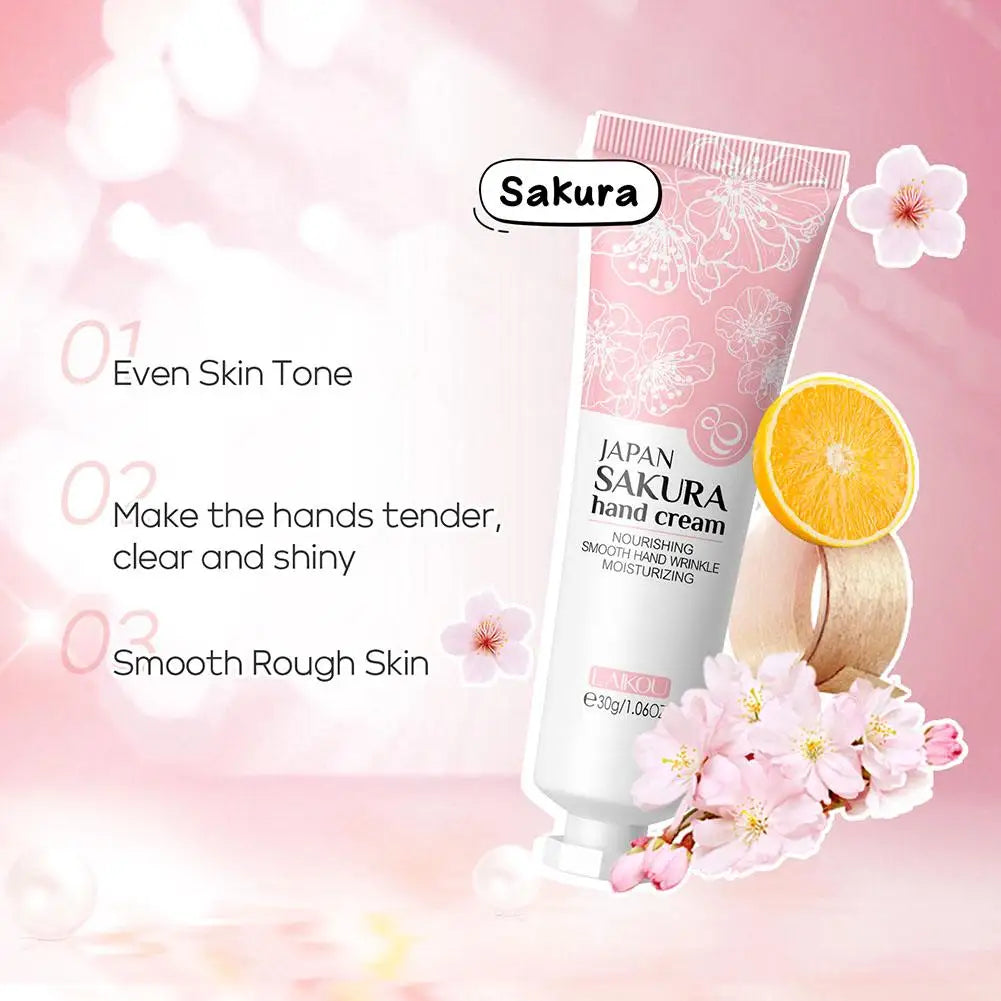 5pcs Sakura/Collagen Hand Cream Hydrating Moisturizing Cherry Blossom Essential Oil Deep Repairing Smoothing Hand Care Cream