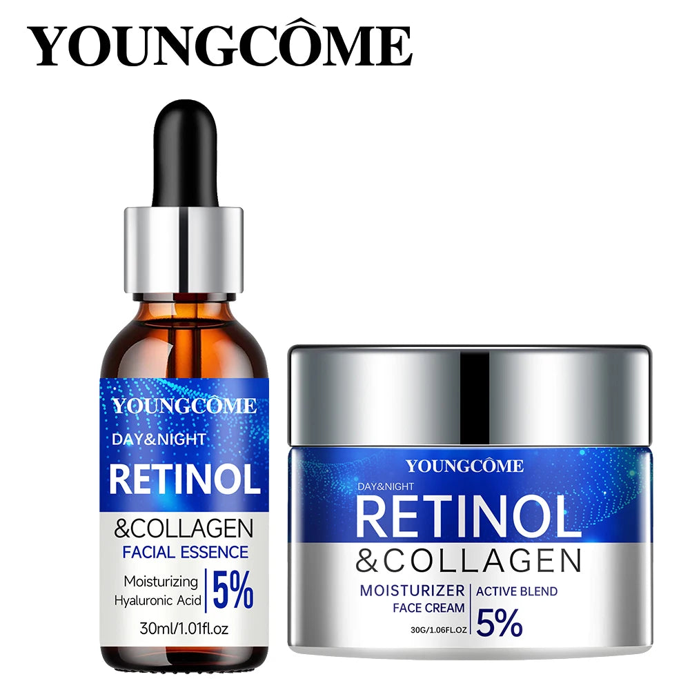 2pcs set Retinol Cream Serum Combo Set Locks In Moisture Repairs Skin Smoothes Wrinkles Increases Elasticity For Healthier Skin