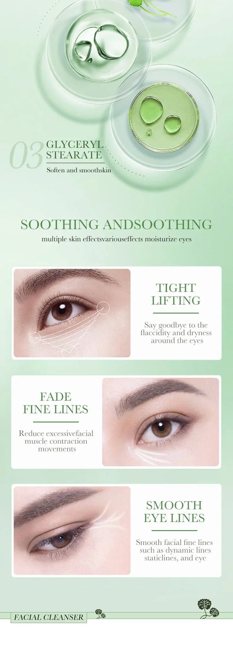 Centella Asiatica Eye Cream Moisturizes Tightens Lightens Dark Circles Eye Cosmetics Smooth Eye Lines Nourishes Makeup