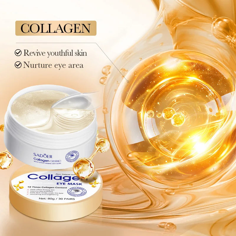 60pcs/box SADOER Crystal Collagen Eye Mask Anti Dark Circles Removal Eyes Bags Moisturizing Eyes Patches Eye Gel Masks Skin Care