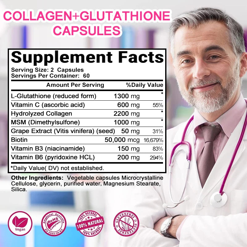 Collagen Vitamin Capsules for Hair, Skin and Nails, Premium Collagen Supplement