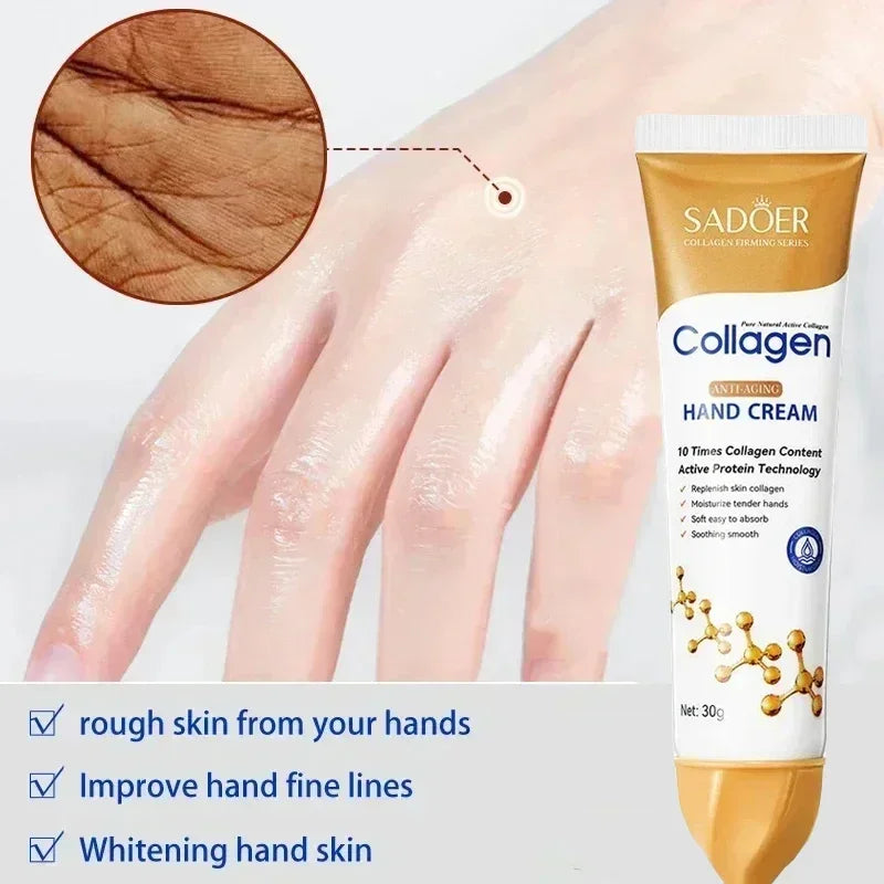 Collagen Anti-wrinkle Hand Cream Anti-drying Anti-crack Moisturise Nourish Dry Skin Softening Whiten Hand Care Repair Product