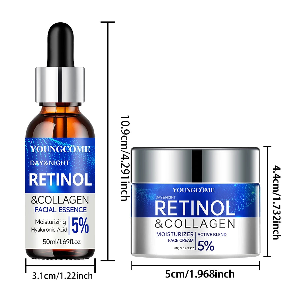 2pcs set Retinol Cream Serum Combo Set Locks In Moisture Repairs Skin Smoothes Wrinkles Increases Elasticity For Healthier Skin