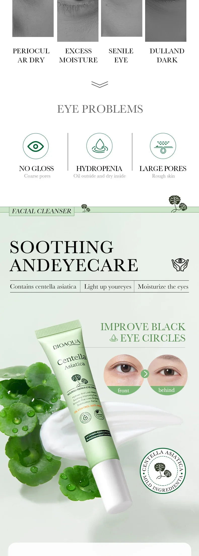 Centella Asiatica Eye Cream Moisturizes Tightens Lightens Dark Circles Eye Cosmetics Smooth Eye Lines Nourishes Makeup