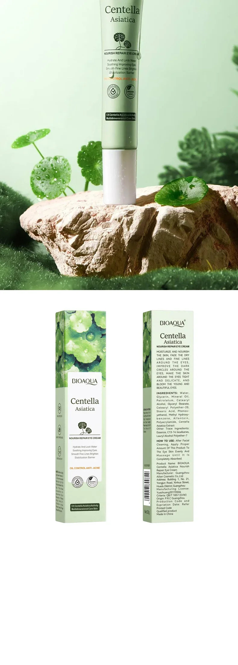 Centella Asiatica Eye Cream Moisturizes Tightens Lightens Dark Circles Eye Cosmetics Smooth Eye Lines Nourishes Makeup
