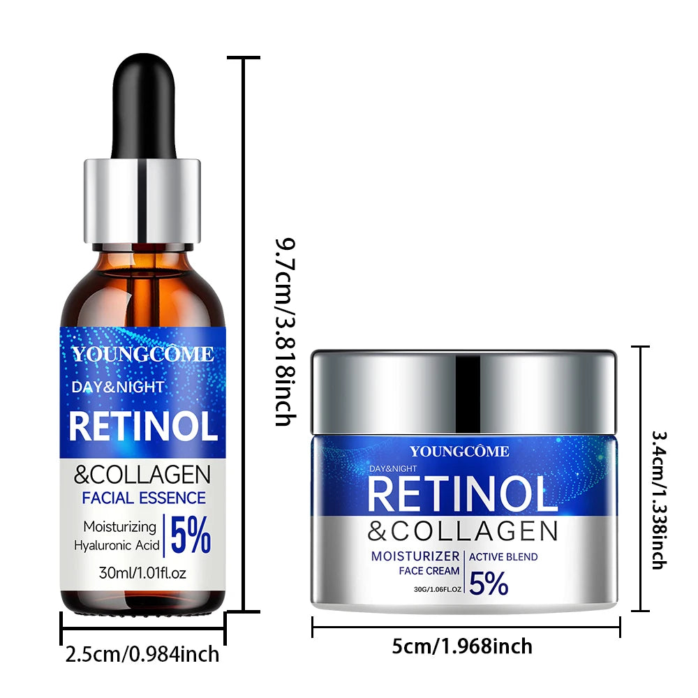 2pcs set Retinol Cream Serum Combo Set Locks In Moisture Repairs Skin Smoothes Wrinkles Increases Elasticity For Healthier Skin