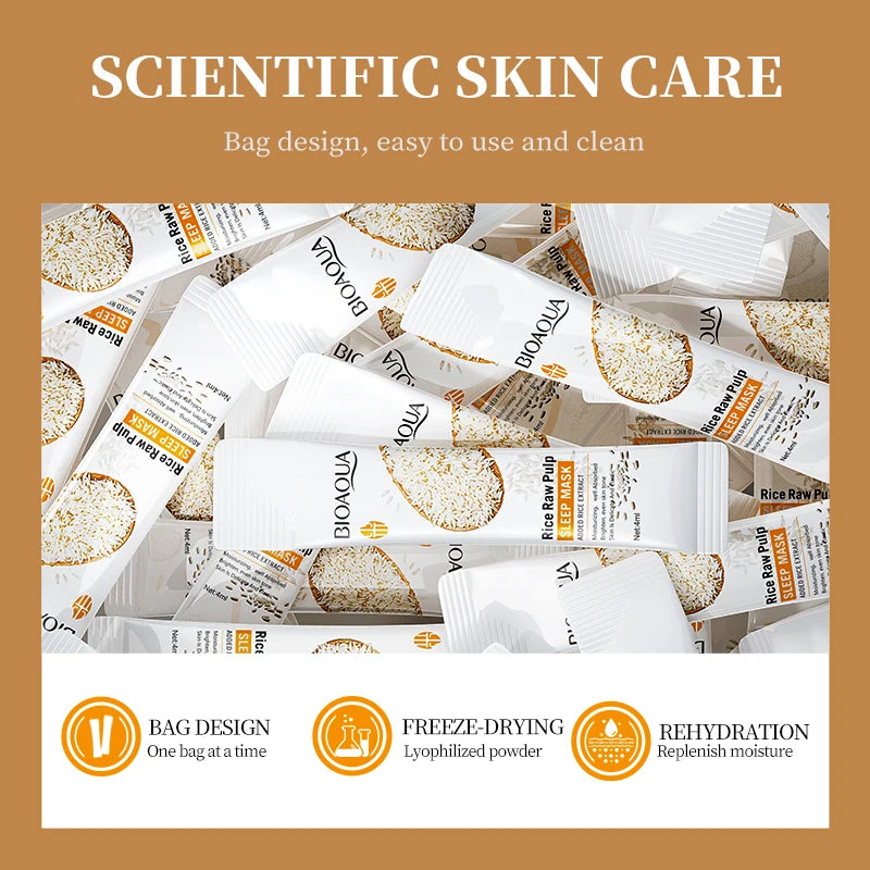 Rice Raw Pulp Sleep Mask Brightening Deep Hydrating Moisturizing Soothing Firming Smooth Rice Puree Face Mask Skincare