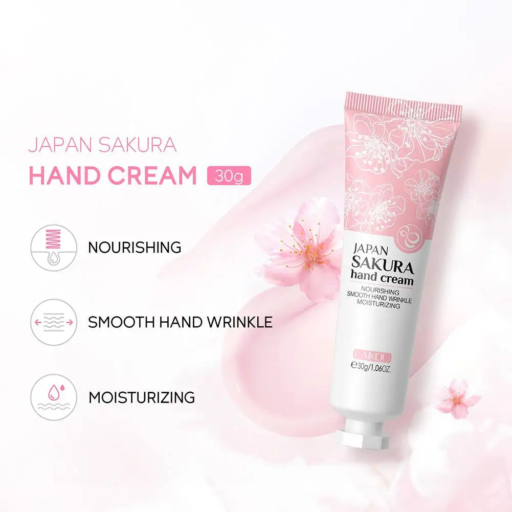 5pcs Sakura/Collagen Hand Cream Hydrating Moisturizing Cherry Blossom Essential Oil Deep Repairing Smoothing Hand Care Cream