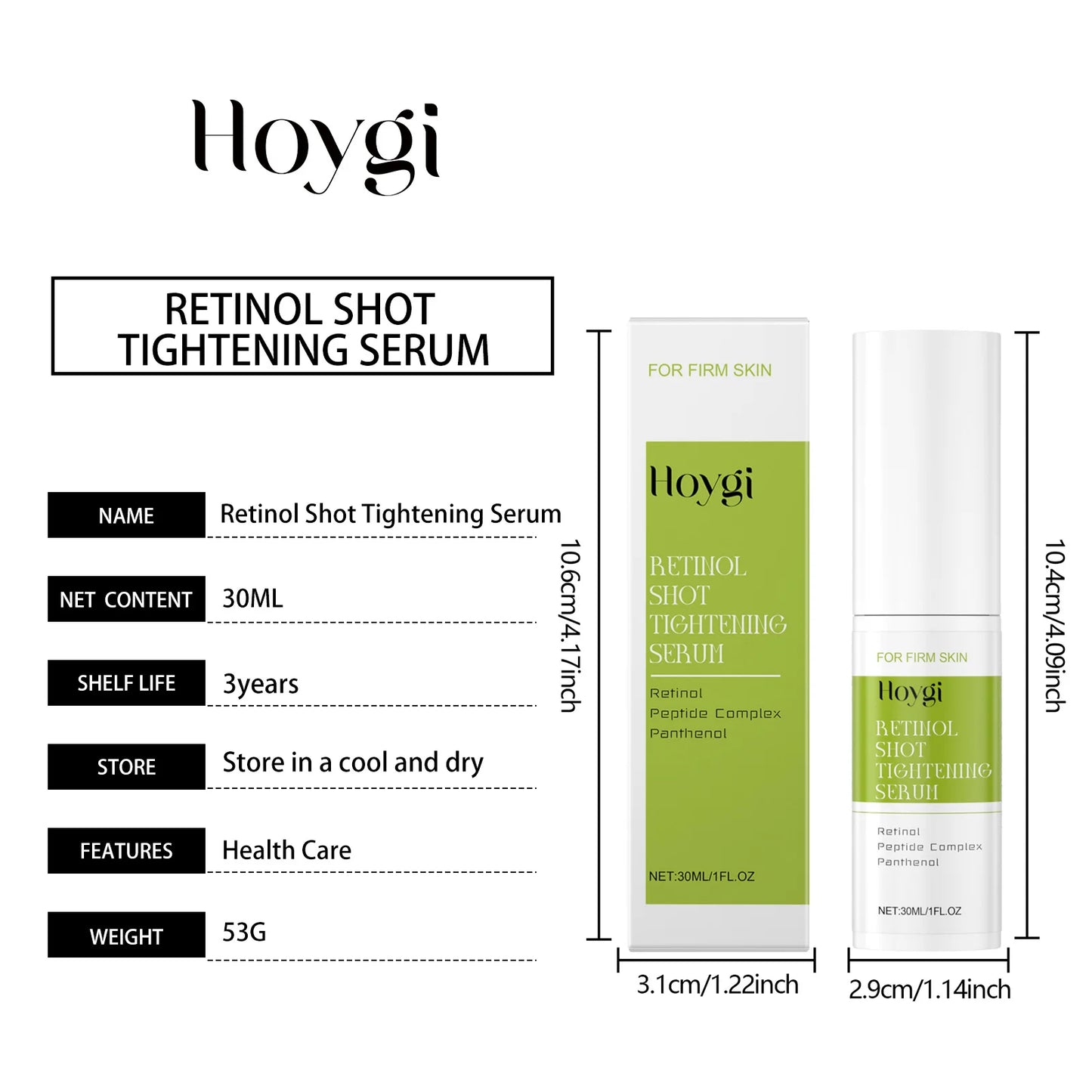 Retinol Shot Tightening Serum Moisturizing & Plumping Firming Facial Care Smoothing Skin Rejuvenation Essence for Sensitive Skin