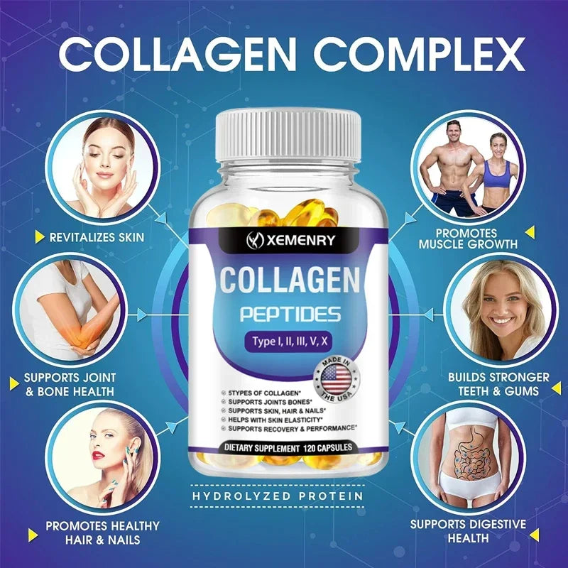 Collagen Peptide - Anti-Aging, Anti-oxidation, Anti-wrinkle, Type I, II, III, V Premium Collagen ComplexSupplements