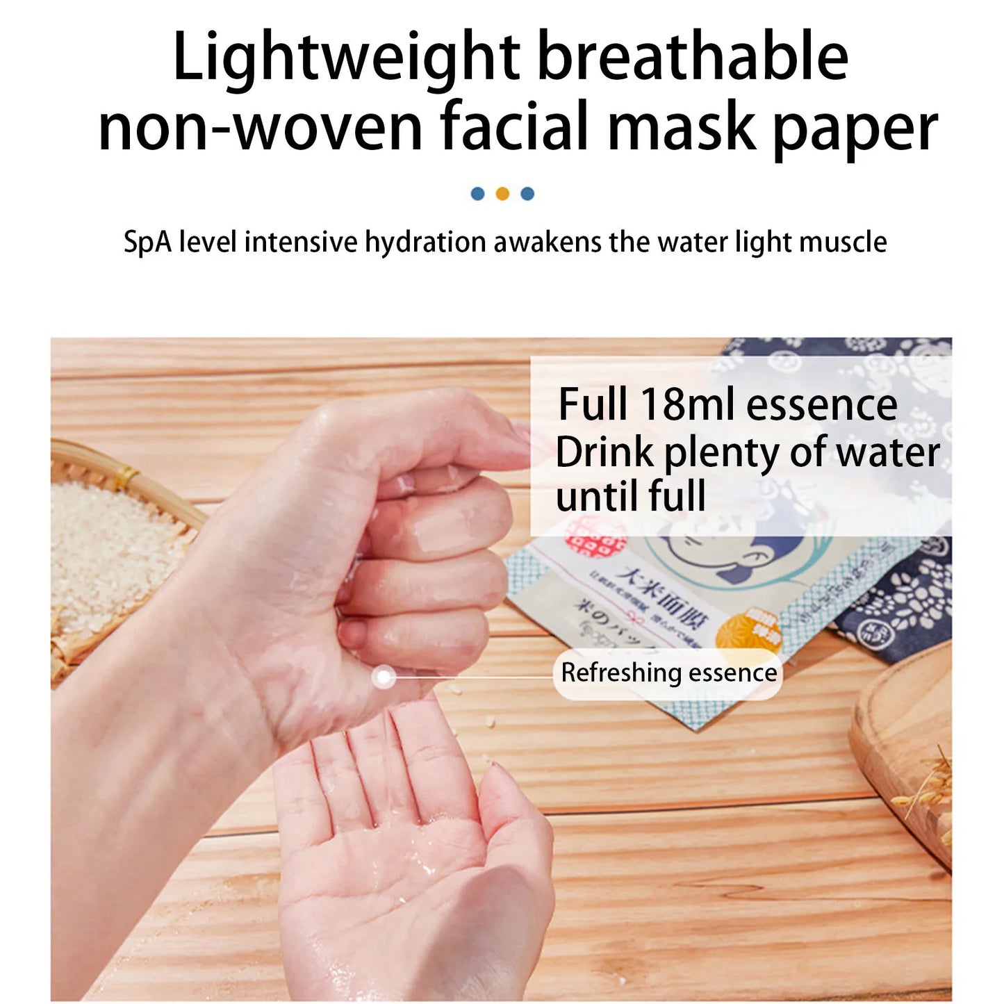 10 PCS Rice Face Mask, Creamy Hydration For Dry, Combination Skin, Moist, Milky Concentrate,Hypoallergenic,Vegan,180ml(18ml*10)