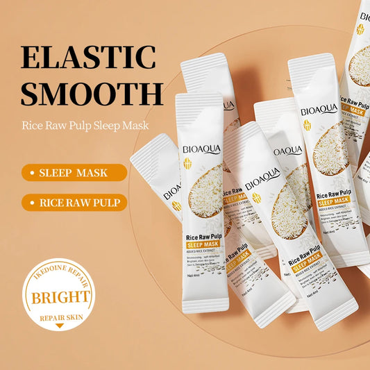 Rice Raw Pulp Sleep Mask Brightening Deep Hydrating Moisturizing Soothing Firming Smooth Rice Puree Face Mask Skincare