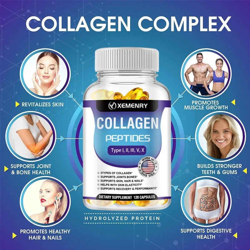 Collagen Peptide - Anti-Aging, Anti-oxidation, Anti-wrinkle, Type I, II, III, V Premium Collagen ComplexSupplements
