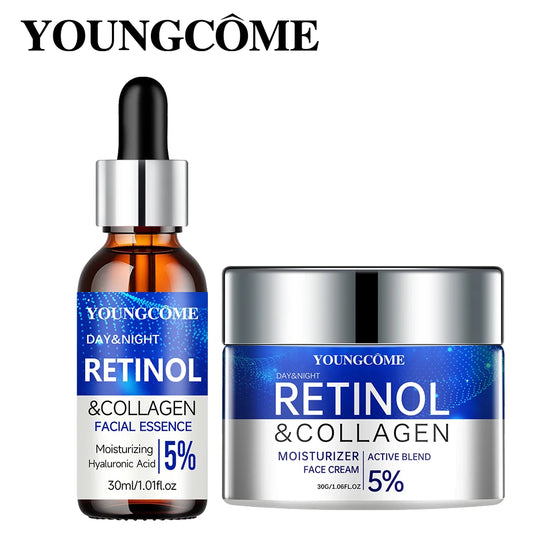 2pcs set Retinol Cream Serum Combo Set Locks In Moisture Repairs Skin Smoothes Wrinkles Increases Elasticity For Healthier Skin