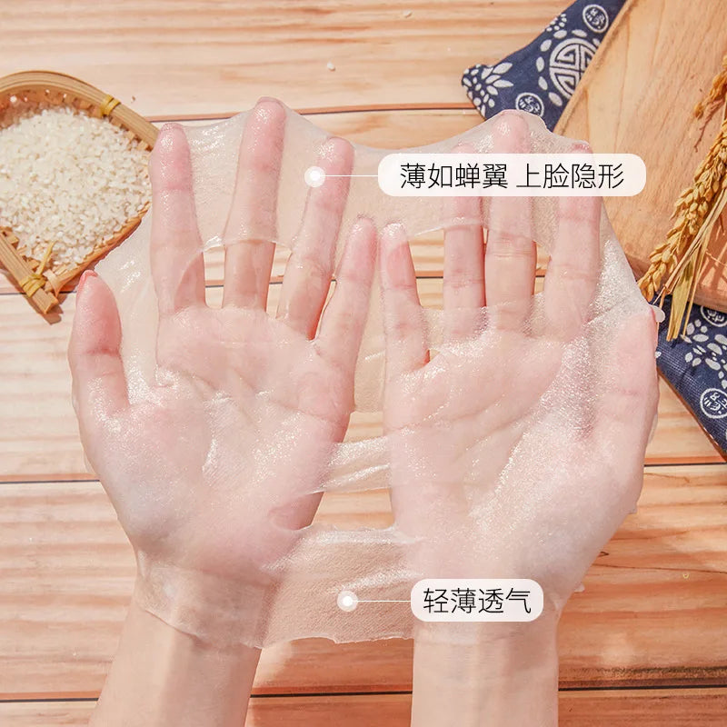 10 Pieces Japan White Rice Facial Mask Moisturizing Oil Control Fine Lines Firming Whitening Smooth Diminishes Pigmentation Care