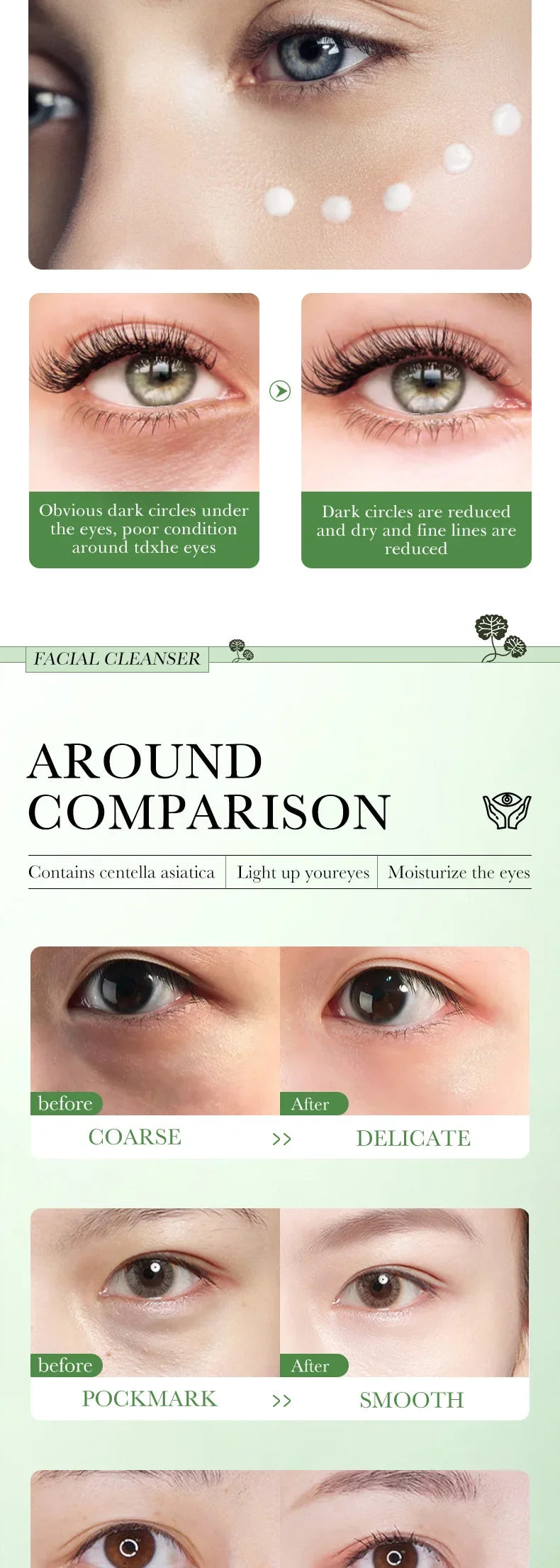 Centella Asiatica Eye Cream Moisturizes Tightens Lightens Dark Circles Eye Cosmetics Smooth Eye Lines Nourishes  Makeup