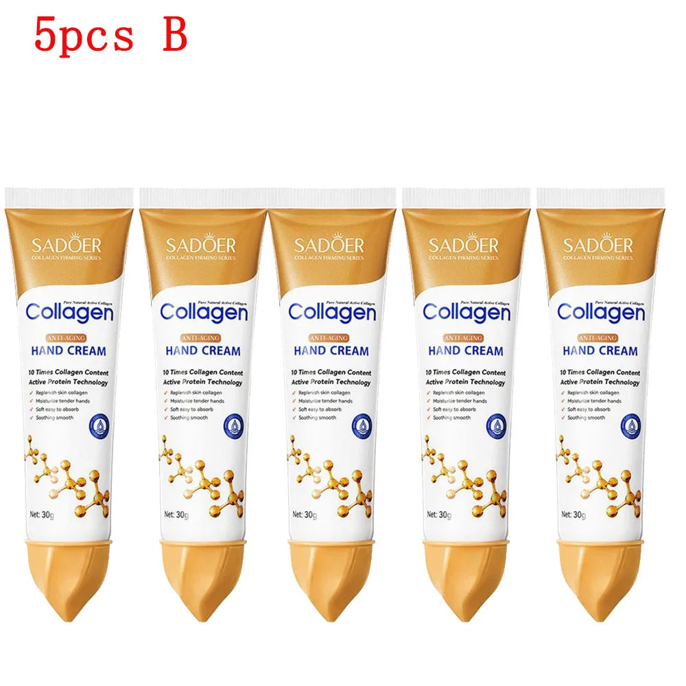 5pcs Sakura/Collagen Hand Cream Hydrating Moisturizing Cherry Blossom Essential Oil Deep Repairing Smoothing Hand Care Cream